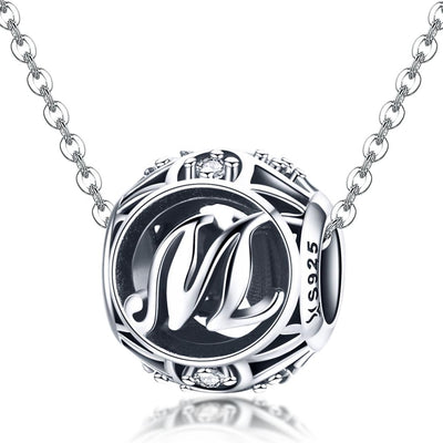 925 Sterling Silver 26 English Letter Beads For Diy Bracelets & Necklaces Style - M