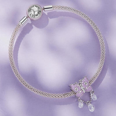 925 Sterling Silver Purple Butterfly Necklace Pendant For Diy Bracelets