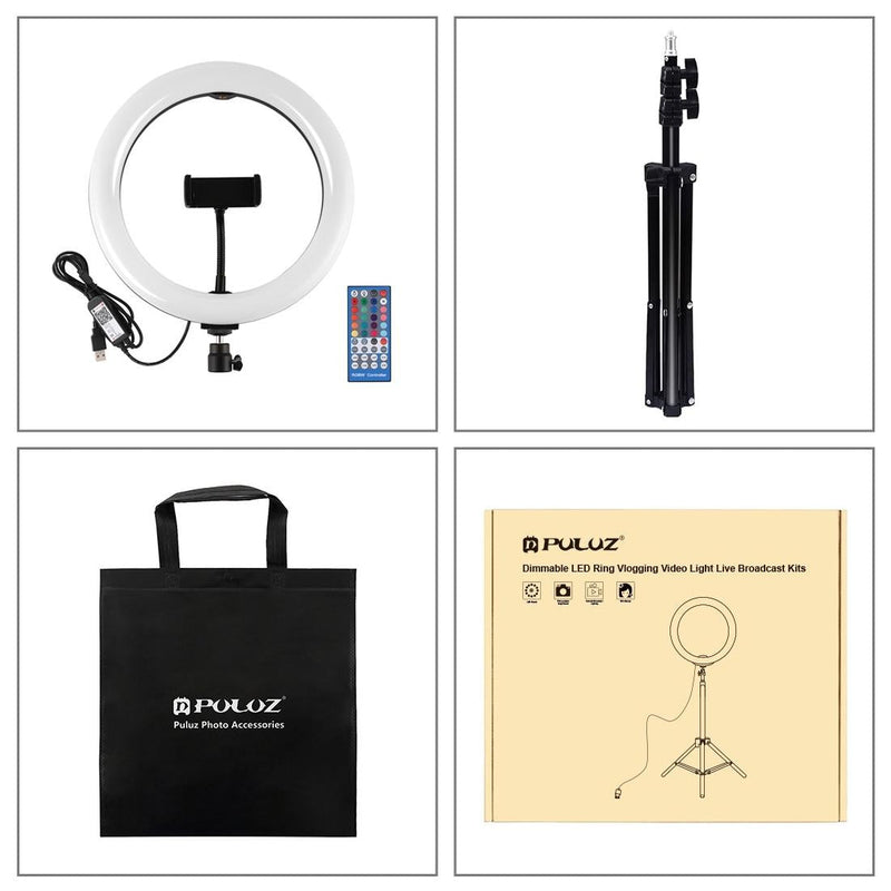 10.2 Rgbw Led Ring Light Kit with 1.1m Tripod Remote Ball Head and Phone Clamp