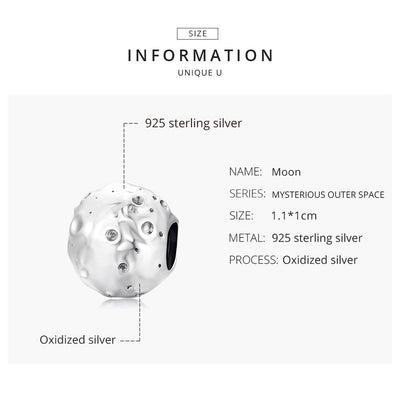 925 Sterling Silver Moon Beads For Diy Bracelets & Necklaces