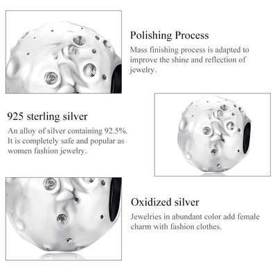 925 Sterling Silver Moon Beads For Diy Bracelets & Necklaces