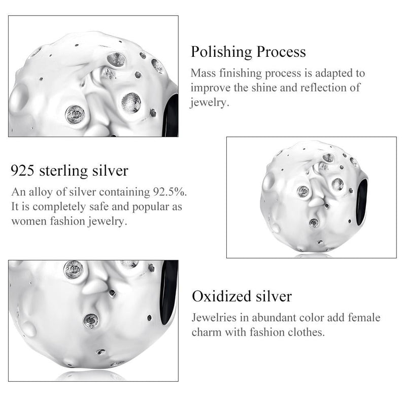 925 Sterling Silver Moon Beads For Diy Bracelets & Necklaces