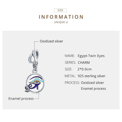 925 Sterling Silver Egyptian Twin Eyes Pendant
