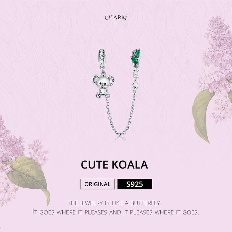 925 Sterling Silver Koala Safety Chain For Bracelets & Necklaces