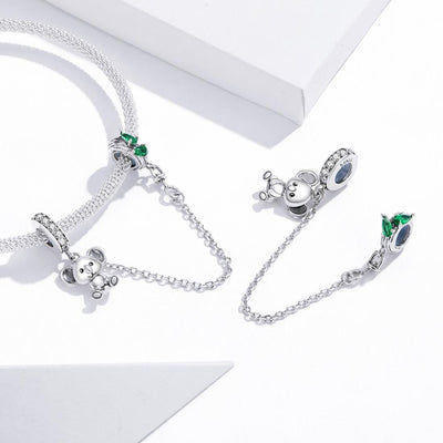 925 Sterling Silver Koala Safety Chain For Bracelets & Necklaces
