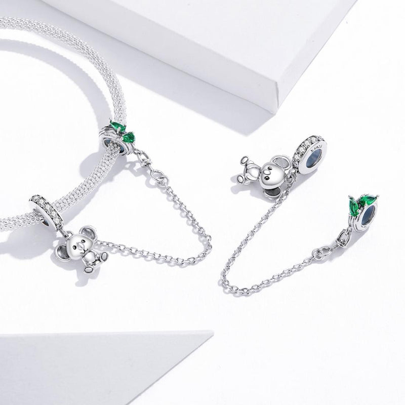 925 Sterling Silver Koala Safety Chain For Bracelets & Necklaces