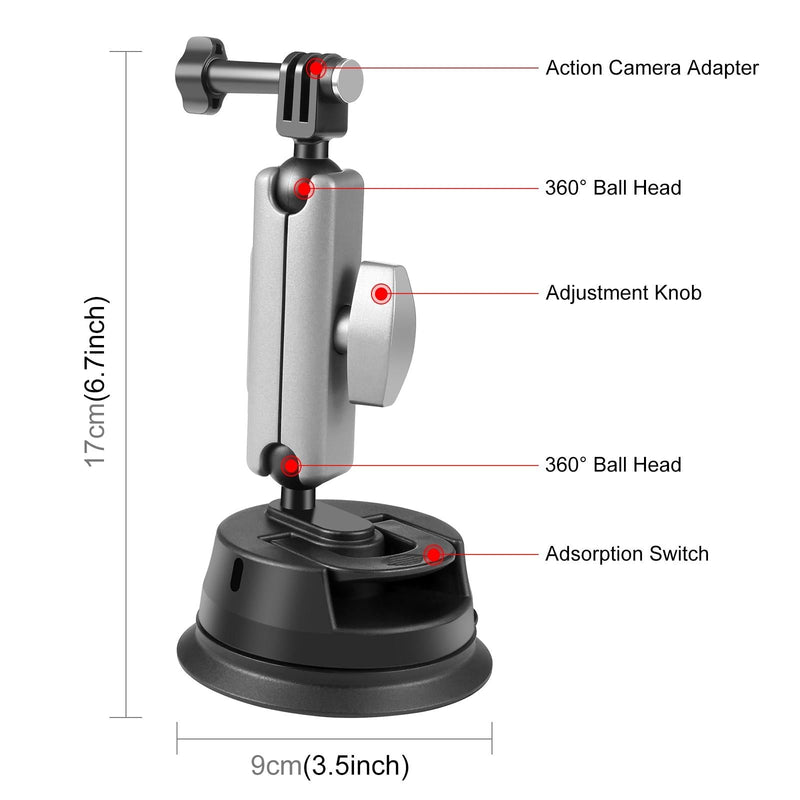 Suction Cup Arm Mount with Adapter and Screw