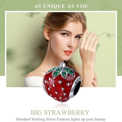 925 Sterling Silver Strawberry Beads For Diy Bracelets