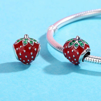925 Sterling Silver Strawberry Beads For Diy Bracelets