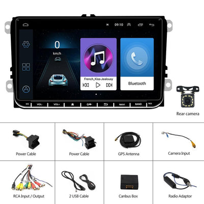 9 Inch Carplay Android10.0 Navigator For Volkswagen - 1 + 16G - Standard + 12Lights Camera