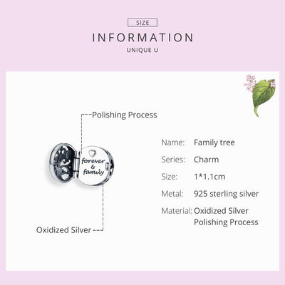 925 Sterling Silver Openable Family Tree Beaded Bracelet