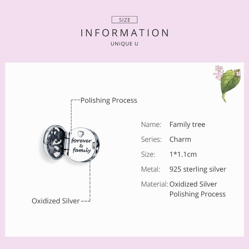 925 Sterling Silver Openable Family Tree Beaded Bracelet