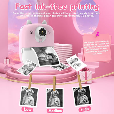 32G Instant Camera With 2.4 Display & Card Reader For Kids - 1200W Blue - 32G + Card Reader Pink