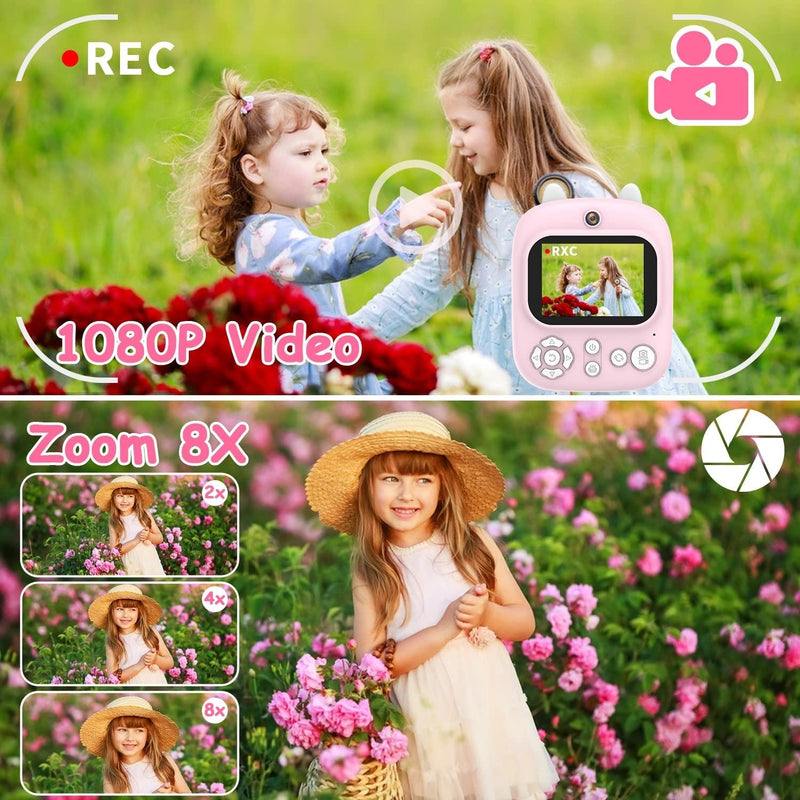 32G Instant Camera With 2.4 Display & Card Reader For Kids - 1200W Blue - 32G + Card Reader Pink