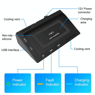 10w Wireless Car Charger for Volkswagen Teramont 2018-2020 - Qi Standard