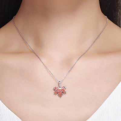 925 Sterling Silver Autumn Maple Leaf Beaded Bracelet