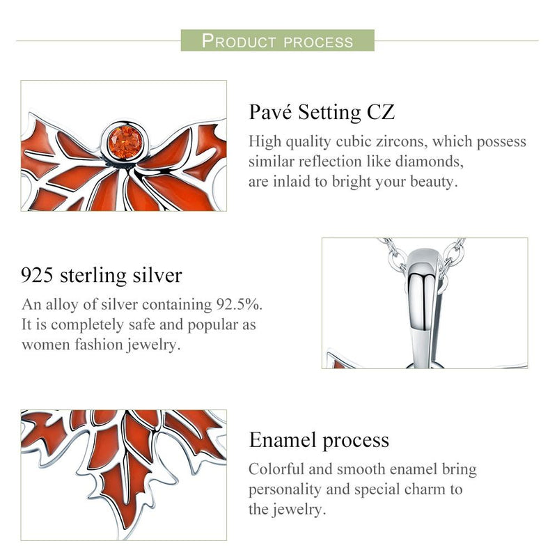 925 Sterling Silver Autumn Maple Leaf Beaded Bracelet