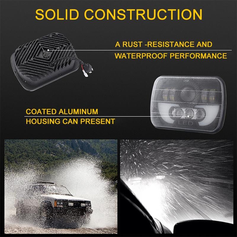 7 Inch 35W 4000Lm 6000K + Amber Car Truck Square Led Headlights Work Lights Spotlight