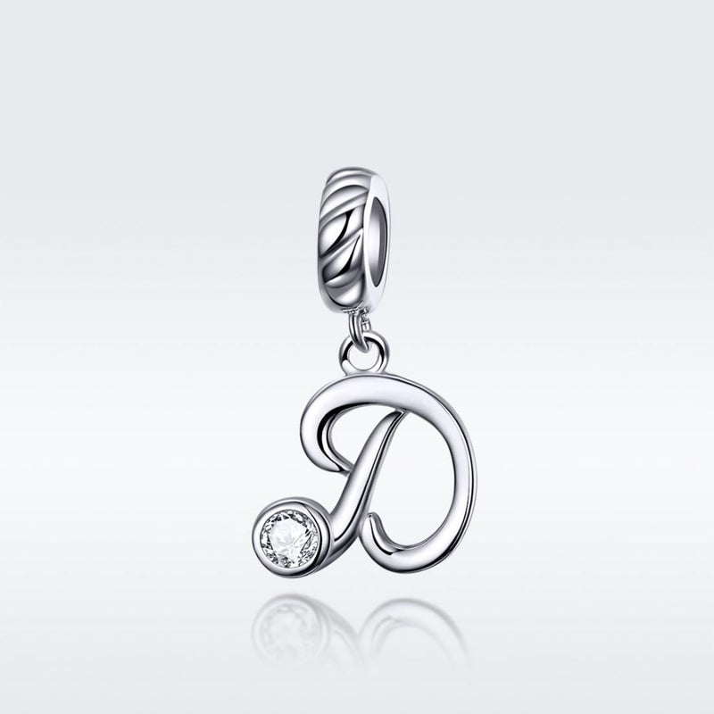 925 Sterling Silver Personalized Letter Pendant For Diy Bracelets And Necklaces Style - D