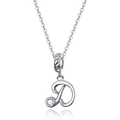 925 Sterling Silver Personalized Letter Pendant For Diy Bracelets And Necklaces Style - D