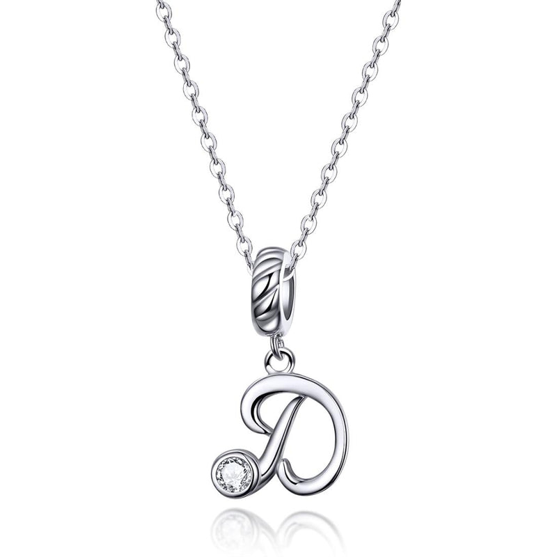 925 Sterling Silver Personalized Letter Pendant For Diy Bracelets And Necklaces Style - D