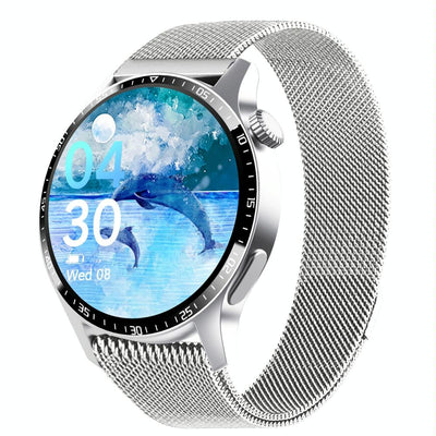 1.35 Inch Smart Watch Bluetooth Calls Health Monitoring 150+ Sports Black - Silver Milan