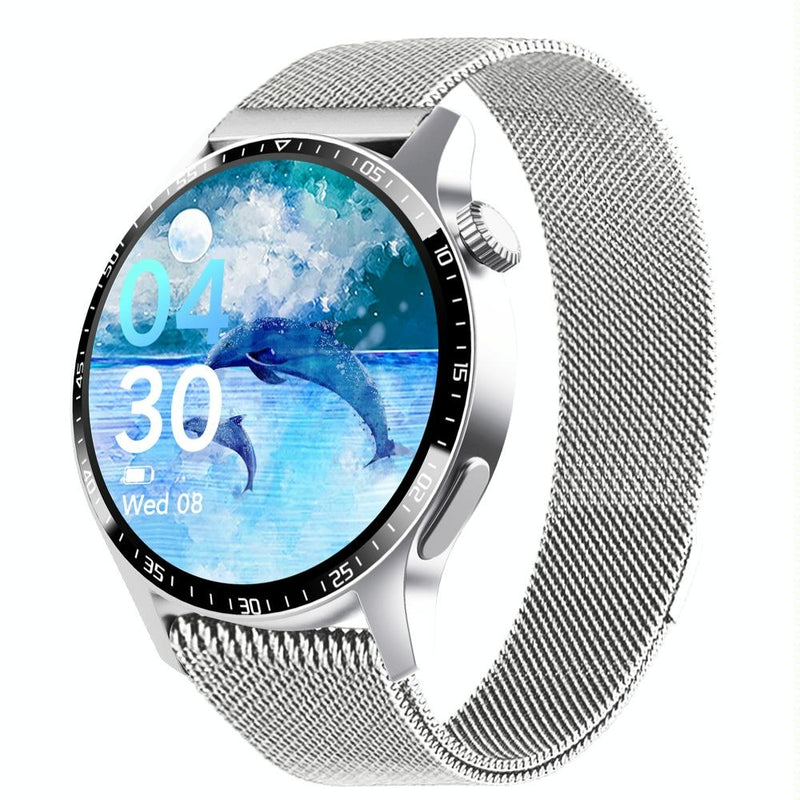 1.35 Inch Smart Watch Bluetooth Calls Health Monitoring 150+ Sports Black - Silver Milan