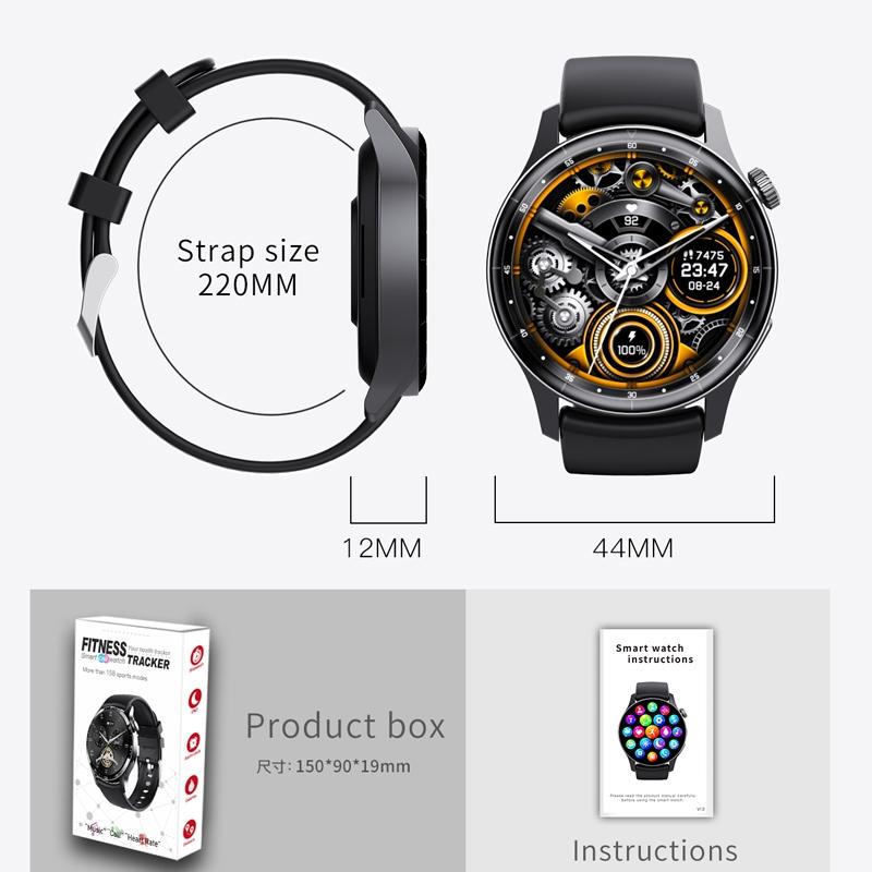1.35 Inch Smart Watch Bluetooth Calls Health Monitoring 150+ Sports Black - Silver Milan