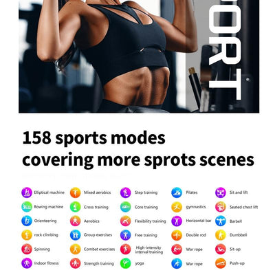 1.35 Inch Smart Watch Bluetooth Calls Health Monitoring 150+ Sports Black - Silver Milan