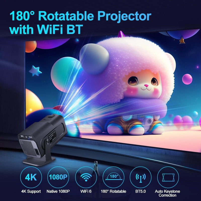 1080P 390 Lumens 4K Android 11 Projector With Wifi 6 And Bluetooth 5.0 - Supports Miracast Airplay And Dlna - Hy320