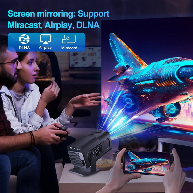 1080P 390 Lumens 4K Android 11 Projector With Wifi 6 And Bluetooth 5.0 - Supports Miracast Airplay And Dlna - Hy320