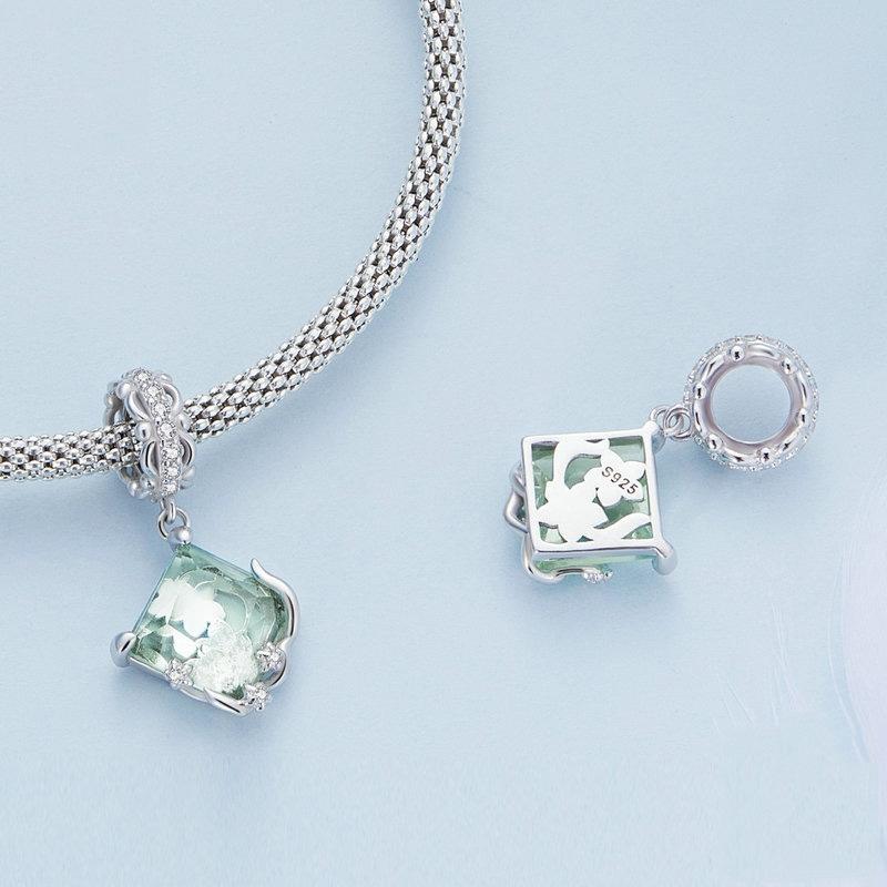 925 Sterling Silver Natural Flower Pendant For Diy Bracelet Style - Flower