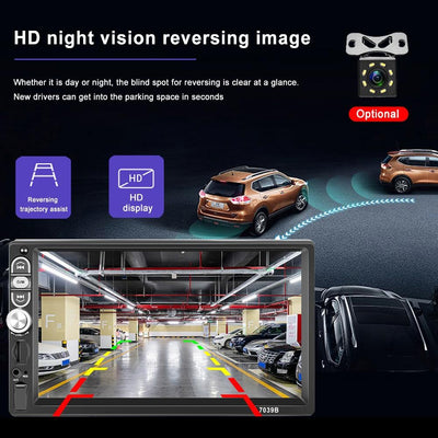 7 Inch Mp5 Bluetooth Carplay Player With Reversing Camera - Standard + 12 Lights