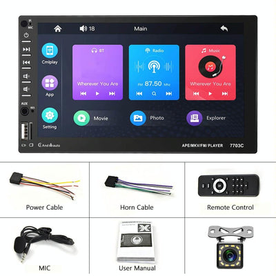 7 Inch Car Mp5 Player With Bluetooth & 12 Light Camera - Universal Fit