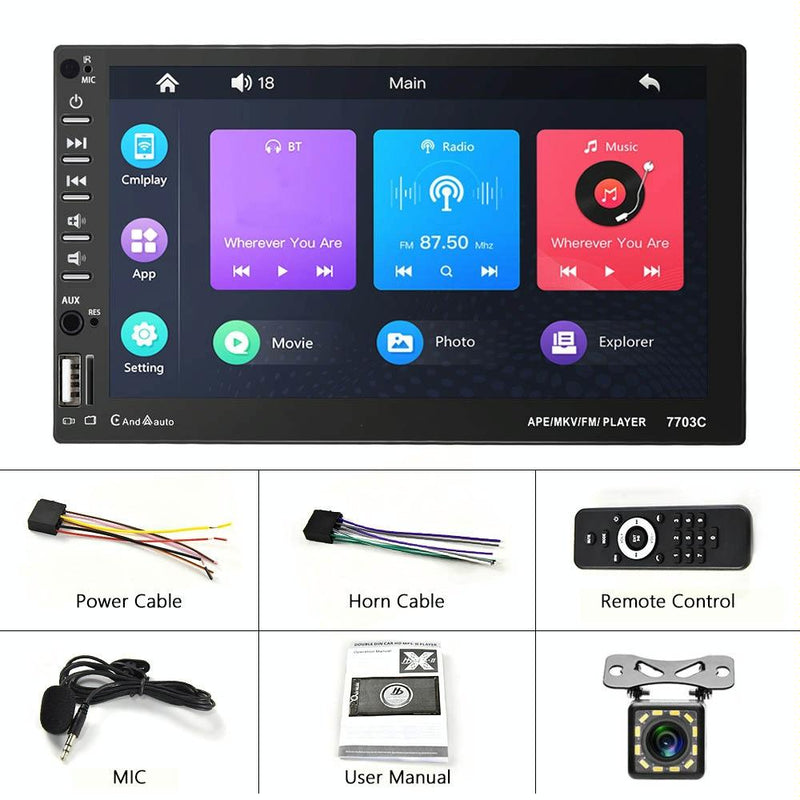 7 Inch Car Mp5 Player With Bluetooth & 12 Light Camera - Universal Fit