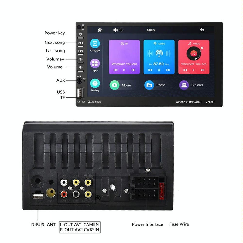 7 Inch Car Mp5 Player With Bluetooth & 12 Light Camera - Universal Fit