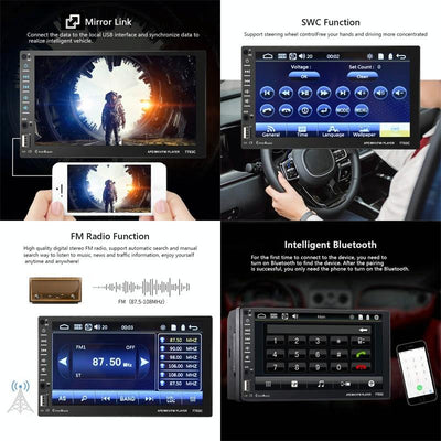 7 Inch Car Mp5 Player With Bluetooth & 12 Light Camera - Universal Fit