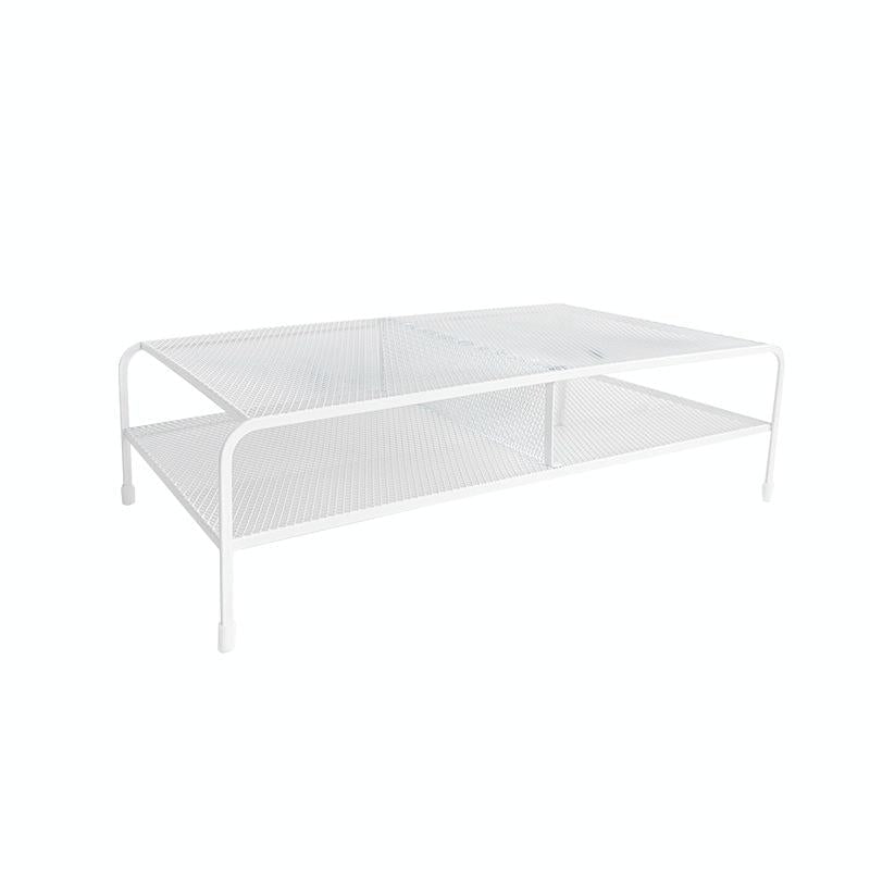 Desk Organizer Bracket for Elevated Computer Monitor - Wrought Iron - Double Layer Split