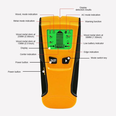 3-in-1 Wall Metal Detector for Voltage Cable and Metal Detection