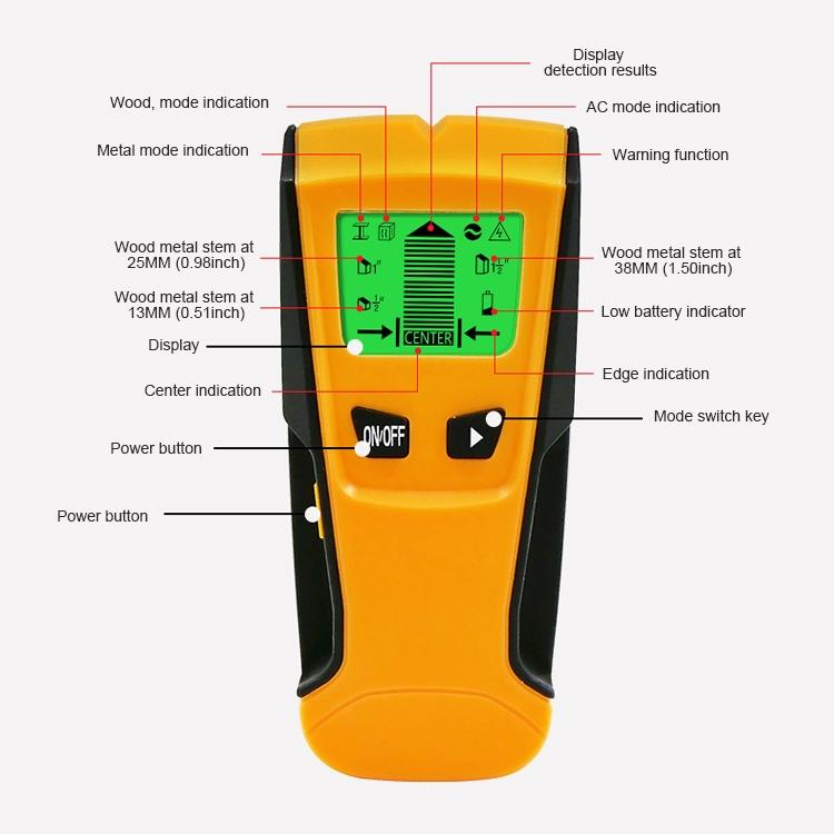 3-in-1 Wall Metal Detector for Voltage Cable and Metal Detection