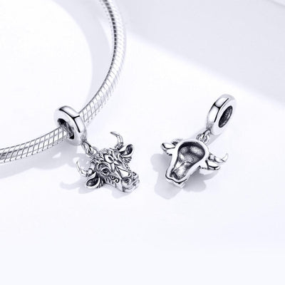 925 Sterling Silver Bull Head Pendant For Bracelet Or Necklace