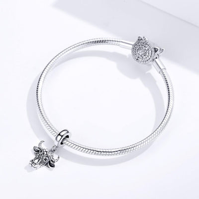 925 Sterling Silver Bull Head Pendant For Bracelet Or Necklace