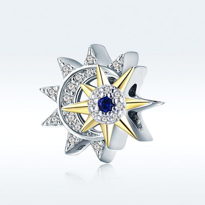 925 Sterling Silver Sun & Moon Beads For Diy Bracelets