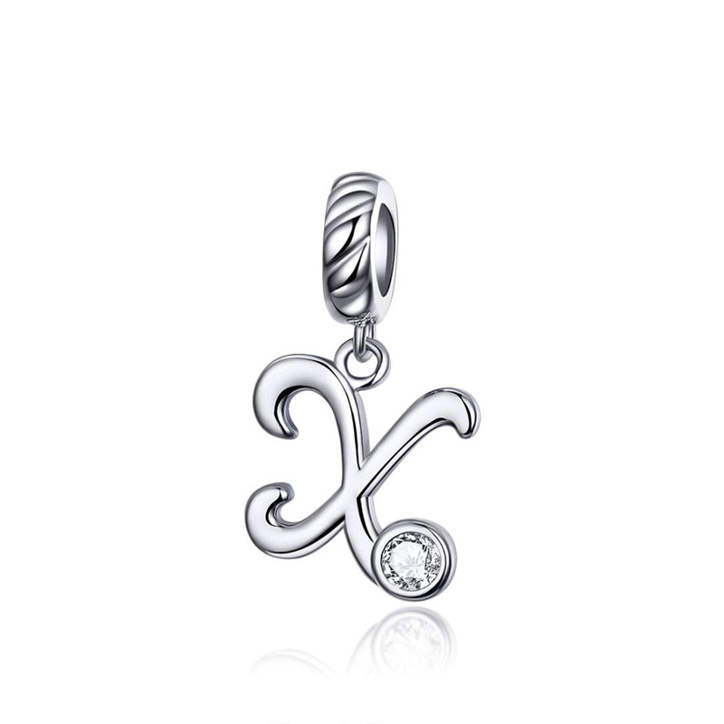 925 Sterling Silver Personalized Letter Pendant For Diy Bracelets And Necklaces Style - X
