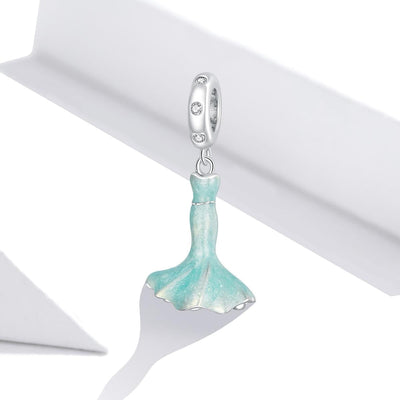 925 Sterling Silver Mermaid Skirt Pendant For Diy Bracelet Or Necklace