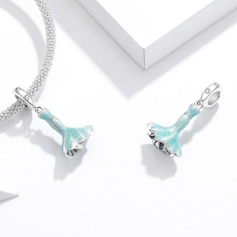 925 Sterling Silver Mermaid Skirt Pendant For Diy Bracelet Or Necklace