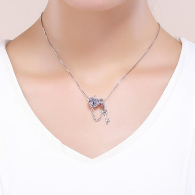 925 Sterling Silver Heart Key Safety Chain For Accessories