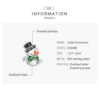 925 Sterling Silver Snowman Beads For Diy Bracelets & Necklaces
