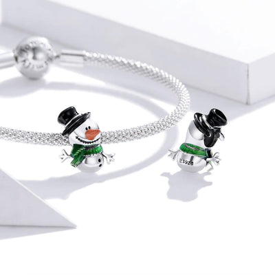 925 Sterling Silver Snowman Beads For Diy Bracelets & Necklaces