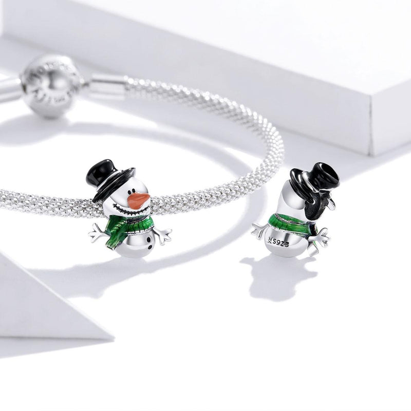 925 Sterling Silver Snowman Beads For Diy Bracelets & Necklaces